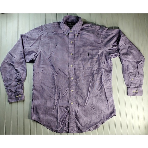 Ralph Lauren Polo Men's Yarmouth Button Down Purple Check Dress Shirt 15.5 34/35 - Picture 2 of 9